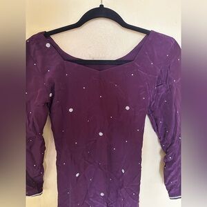 Plum purple fancy Indian palazzo suit with embellished dupatta